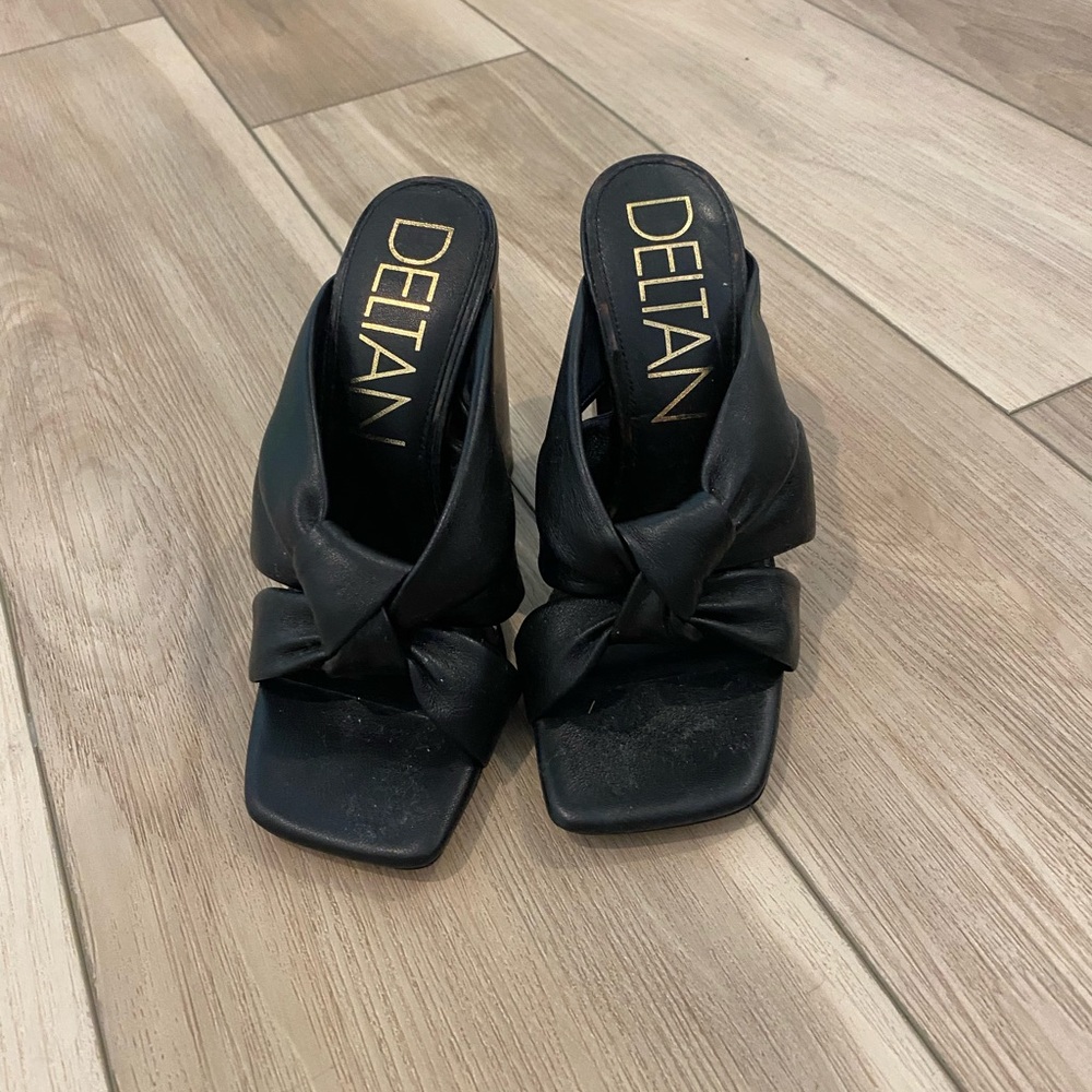 Delta Black Knotted Slide Mules